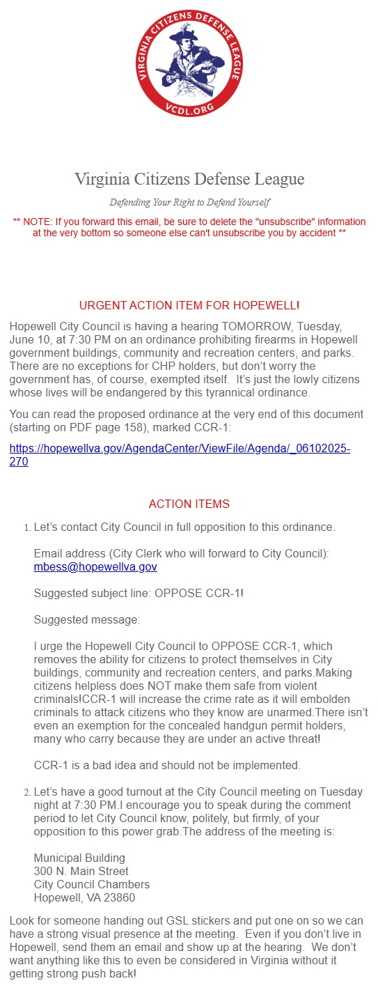 Hopewell gun ban